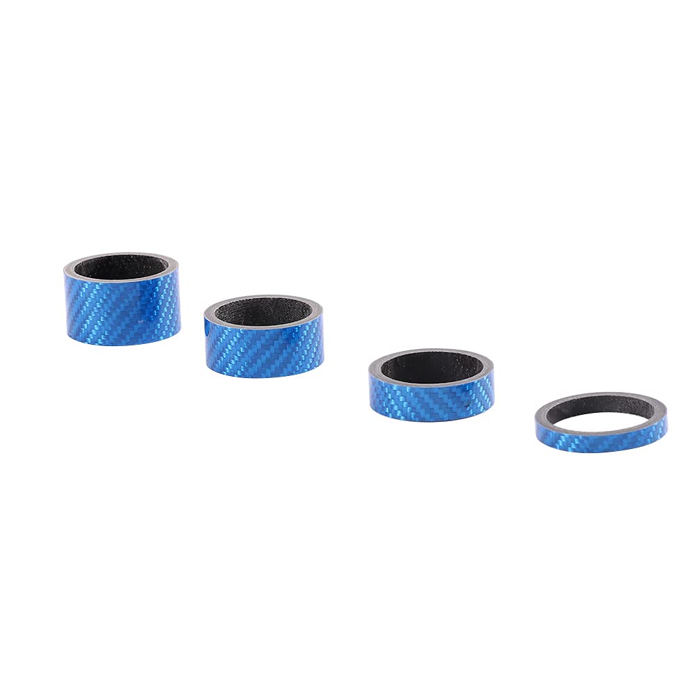 4PCS Carbon Fiber Bike Stem Spacer Rings - 5mm/10mm/15mm/20mm Washer Spacing Pads for Mountain & Road Bikes - Handlebar Height Adjustment Cycling Accessories - Perfect for MTB, Commuting & Bikepacking
