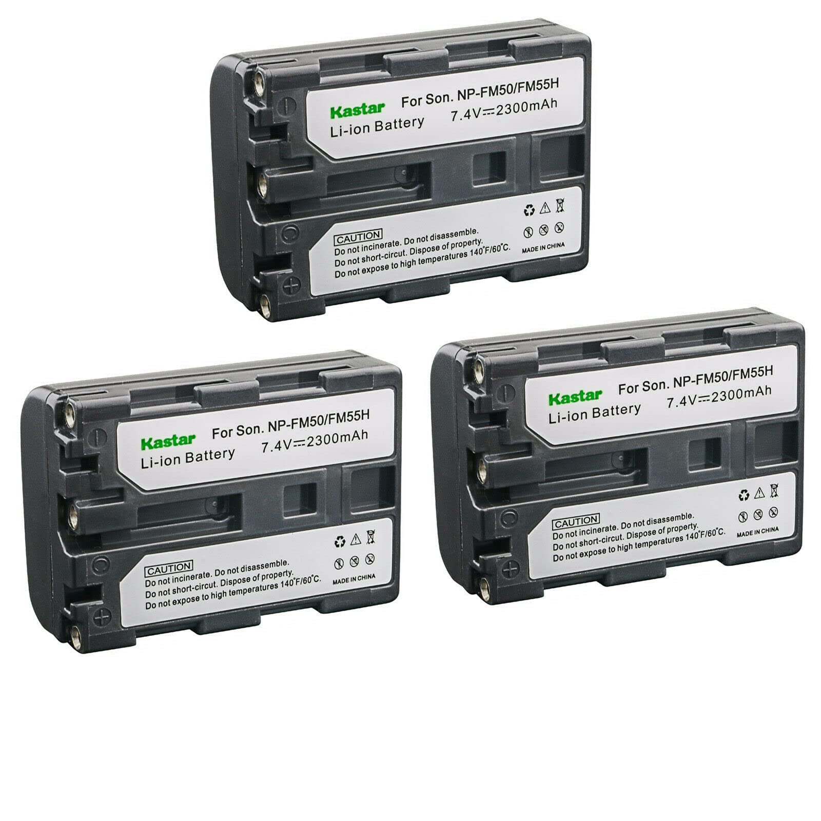 Kastar 3-Pack 7.4V 2300mAh NP-FM50/NP-FM55H Replacement Battery for Sony Digital Cameras - Compatible with DCR-DVD301, DCR-DVD91, DCR-HC14, DCR-HC15, DCR-HC88, DCR-PC6, DCR-PC8, DCR-PC9, DCR-PC100, DCR-PC101, DCR-PC103 - Perfect for Travel, Vlogging & Photography