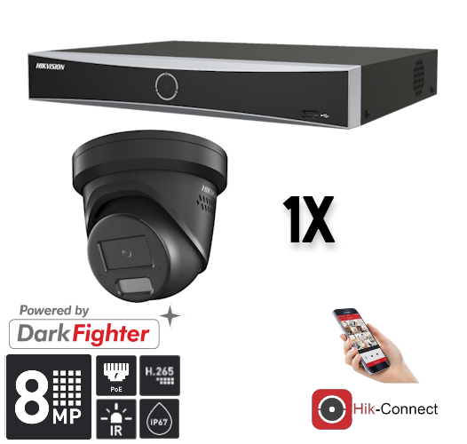 8MP Security Camera System with Turret Camera, DVR Recorder & Wiring Kit - Indoor/Outdoor Surveillance for Home & Business Protection
