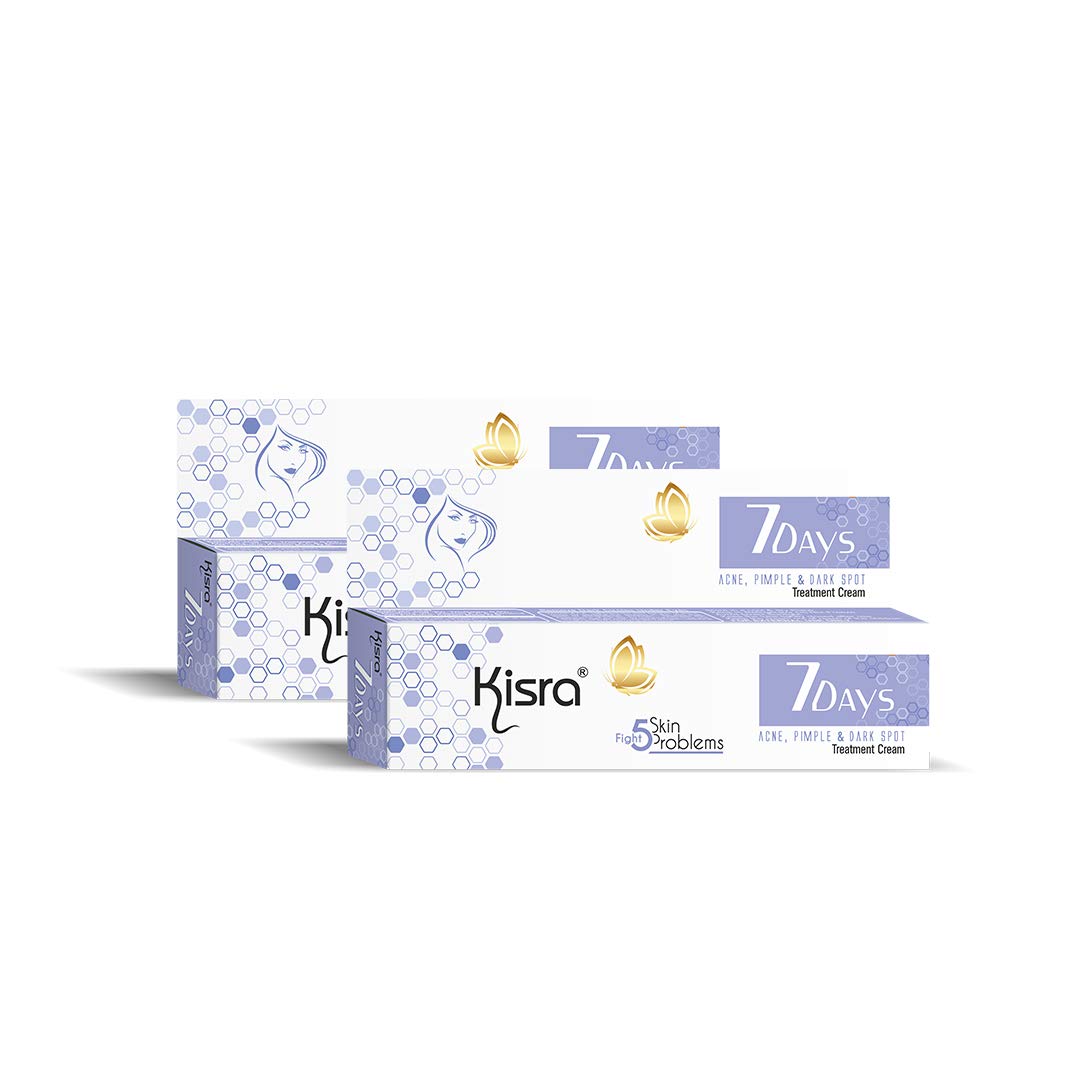 Kisra 7-Day Acne Treatment Cream for Pimples & Dark Spots - 15g (Pack of 2) | Fast-Acting Face Cream for Teen & Adult Acne | Perfect for Oily Skin & Daily Skincare Routine