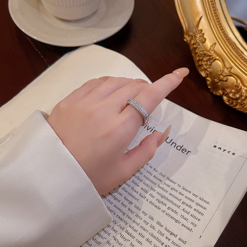 Art Deco Silver Eternity Square Ring for Women | Vintage Inspired Geometric Wedding Band | A8512 | Perfect for Engagement, Anniversary Gift & Everyday Wear