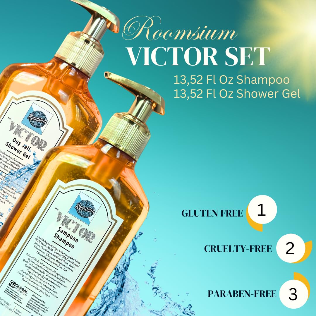 Victor Goji Berry Body Wash & Shampoo Set with Pump & Mounting Kit - 13.52 Fl Oz Moisturizing Shower Gel for Men & Women | Travel Size Toiletries for Hotels, Spas, Gyms & Home Use | Perfect for Dry Skin & Daily Hydration