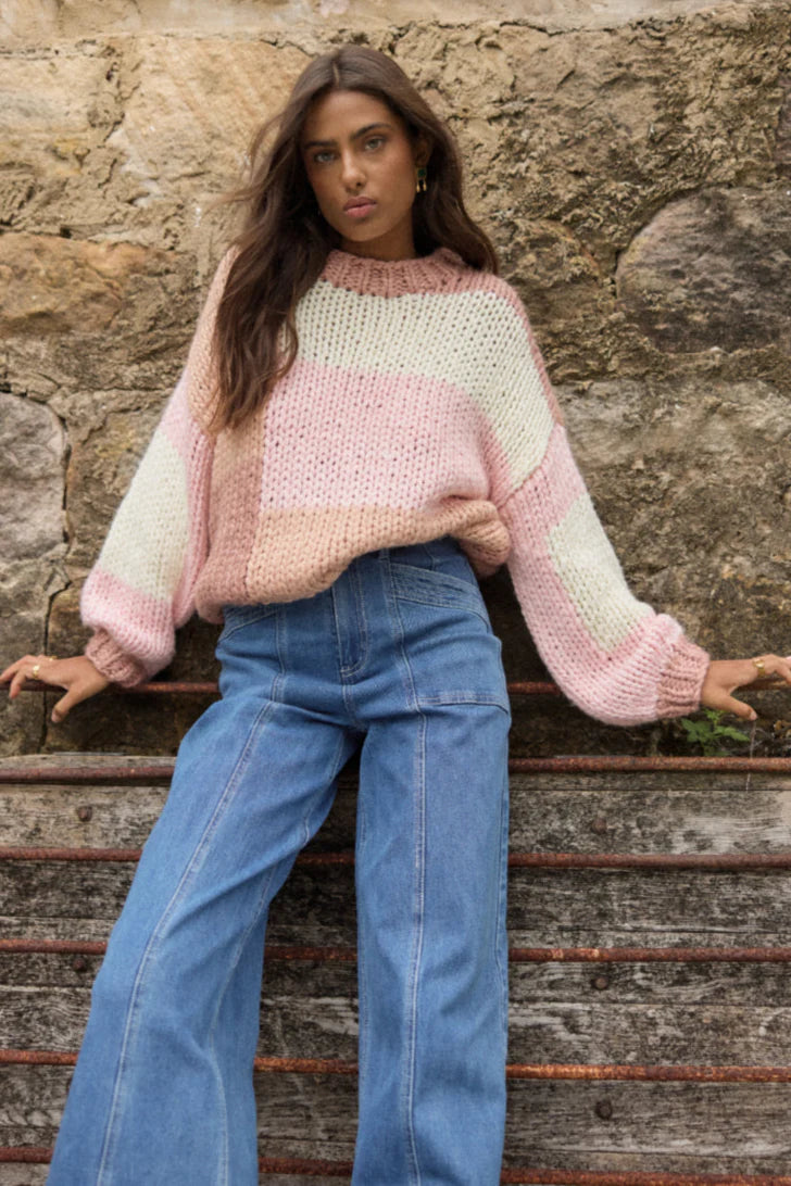 Marcella Color Block Sweater for Women - Stylish Knit Pullover for Fall & Winter - Casual Office Wear & Weekend Outfits