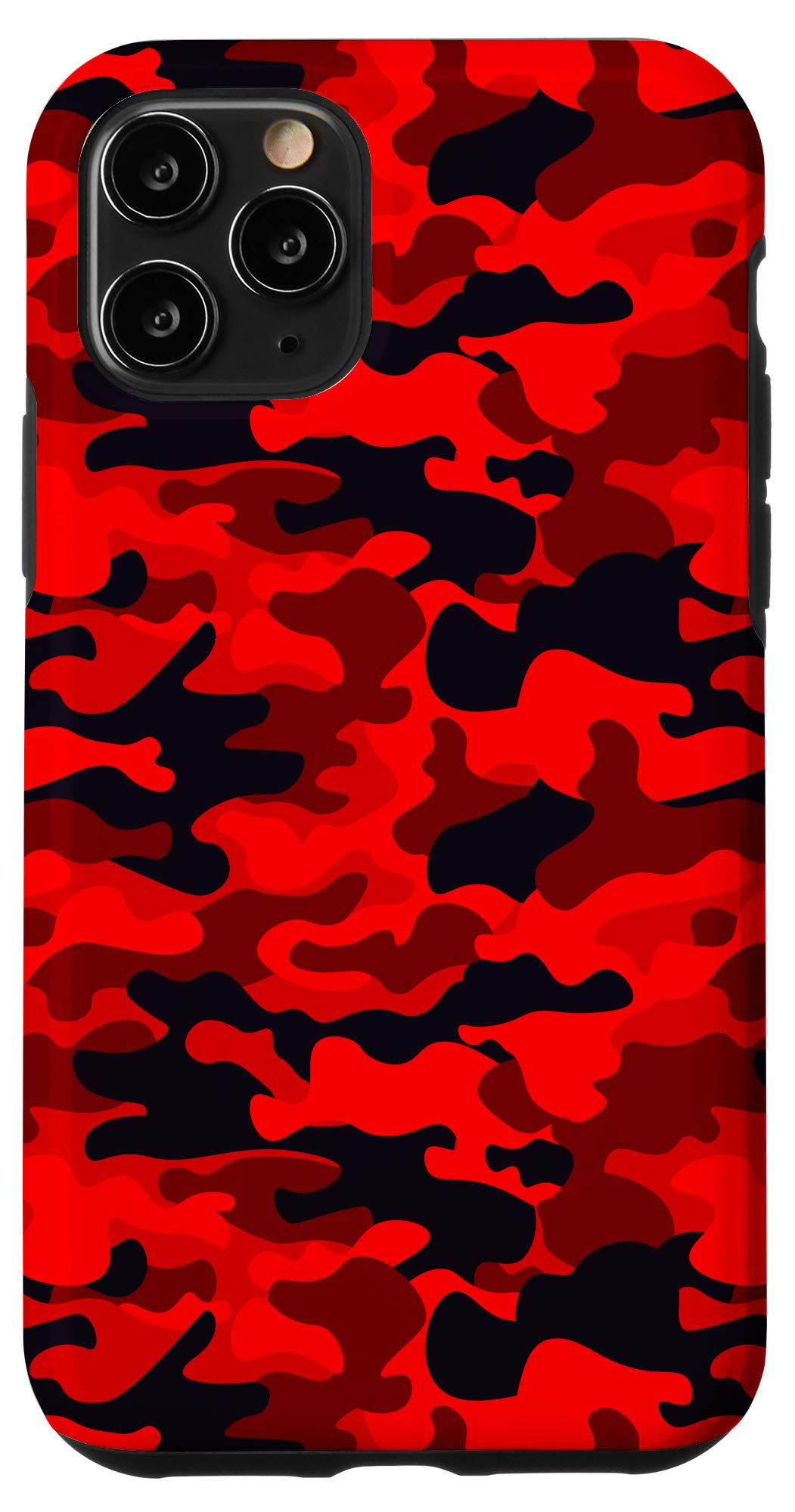 iPhone 11 Pro Case - Red & Black Military Camouflage Pattern | Shockproof Protective Cover for Outdoor, Hunting & Tactical Use