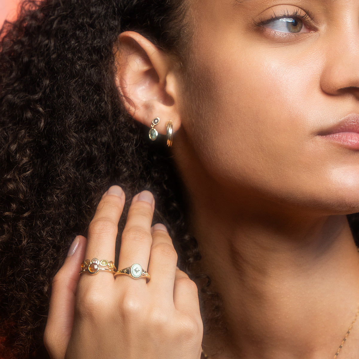 Solid Gold Crystal Signet Ring for Manifestation & Spiritual Healing | Elegant Jewelry for Meditation, Yoga & Positive Energy