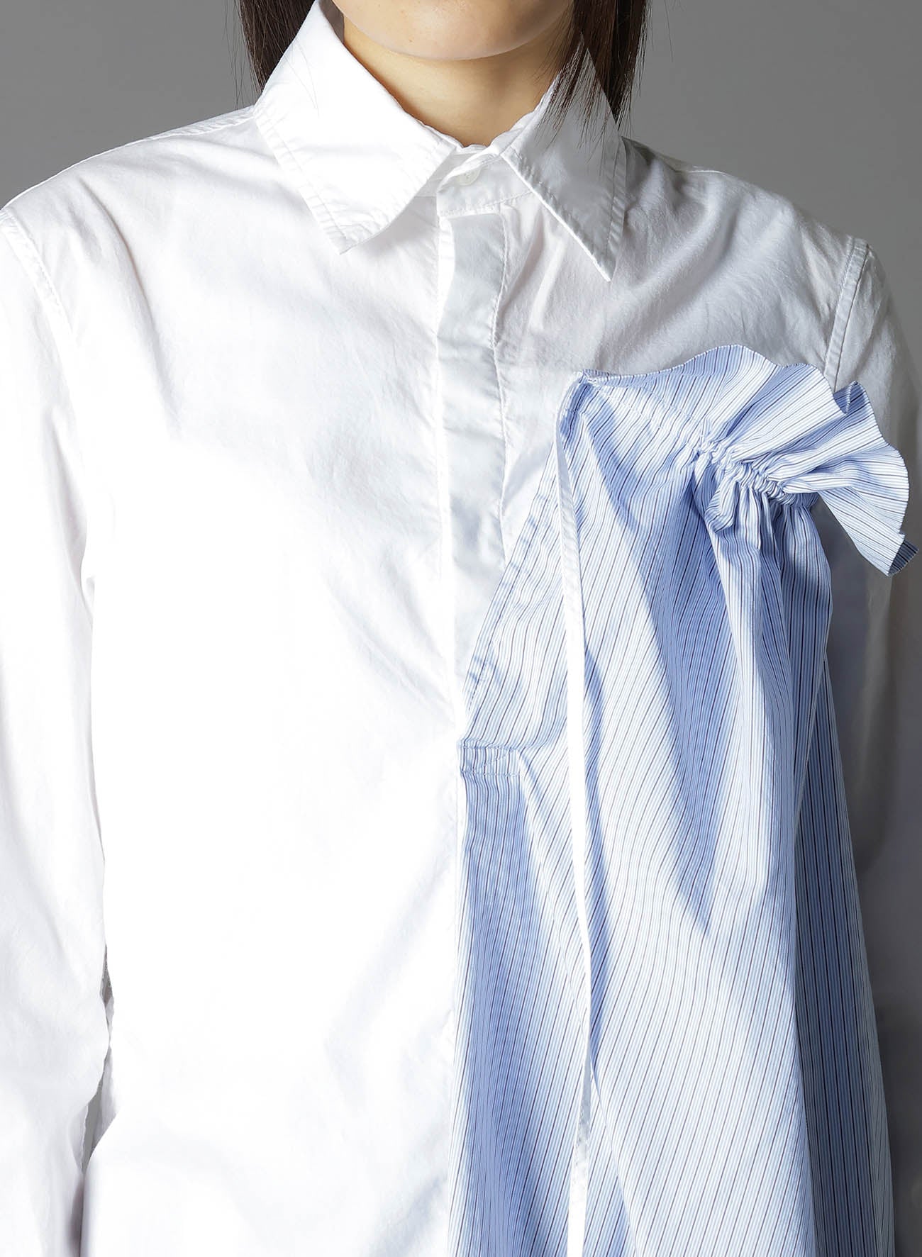 Cotton Broad Stripe Switching Gather Shirts for Women - Casual & Office Wear - Comfortable & Stylish Blouse for Everyday Outfits