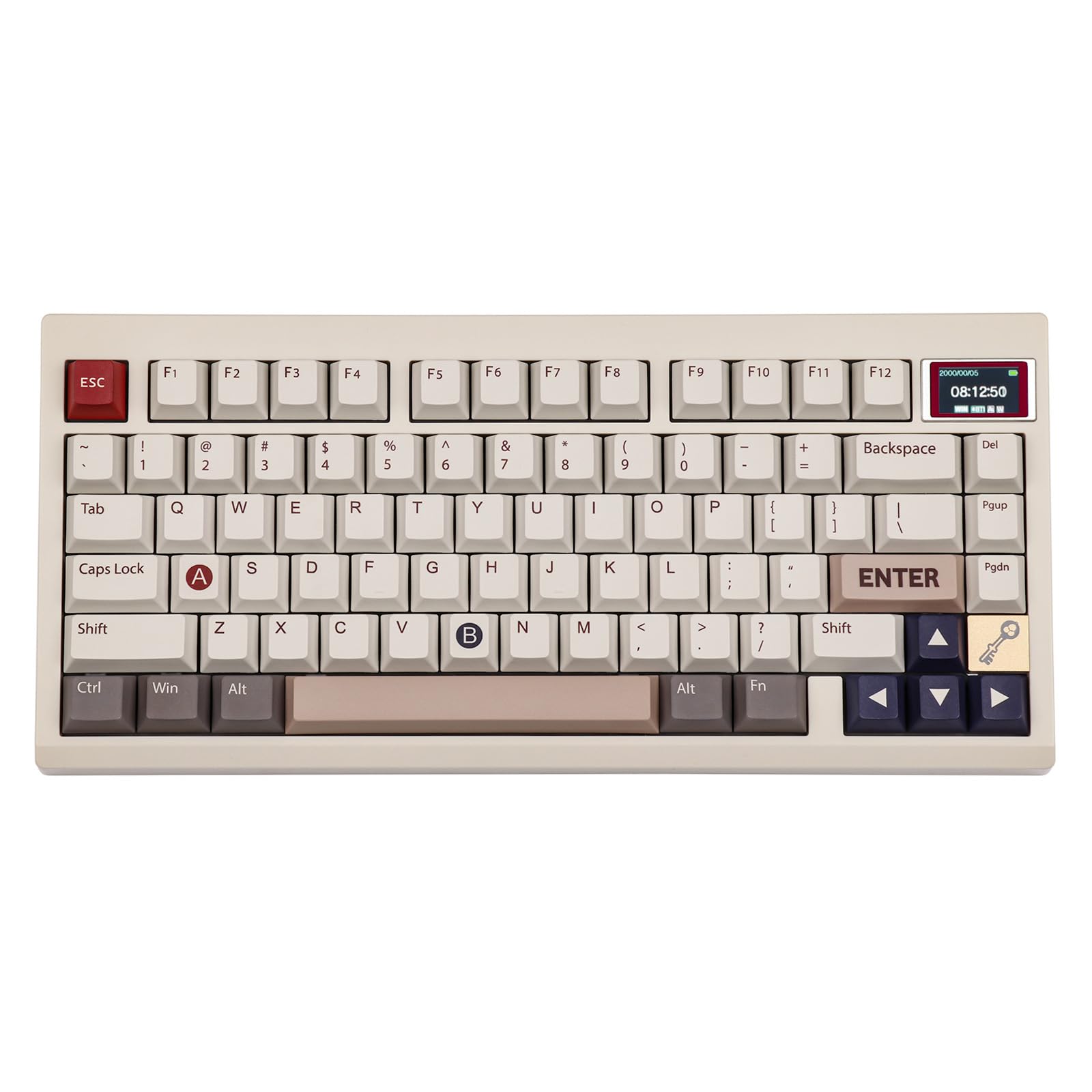EPOMAKER TH80 PRO V2 Wireless Mechanical Gaming Keyboard with OLED Screen - Bluetooth 5.0/2.4GHz/USB-C Connectivity, Gasket Mount Design, Hot-Swappable Switches, VIA Programmable - Compatible with Windows & Mac (Retro White, Flamingo Switch) - Perfect for Esports, Office Work & Typing Enthusiasts