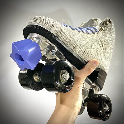 RollerStuff Twinkle Toes Bolt-On Toe Stops for Roller Skates - Periwinkle Color with Sparkle Design | Perfect for Roller Derby, Artistic Skating & Outdoor Rollerblading