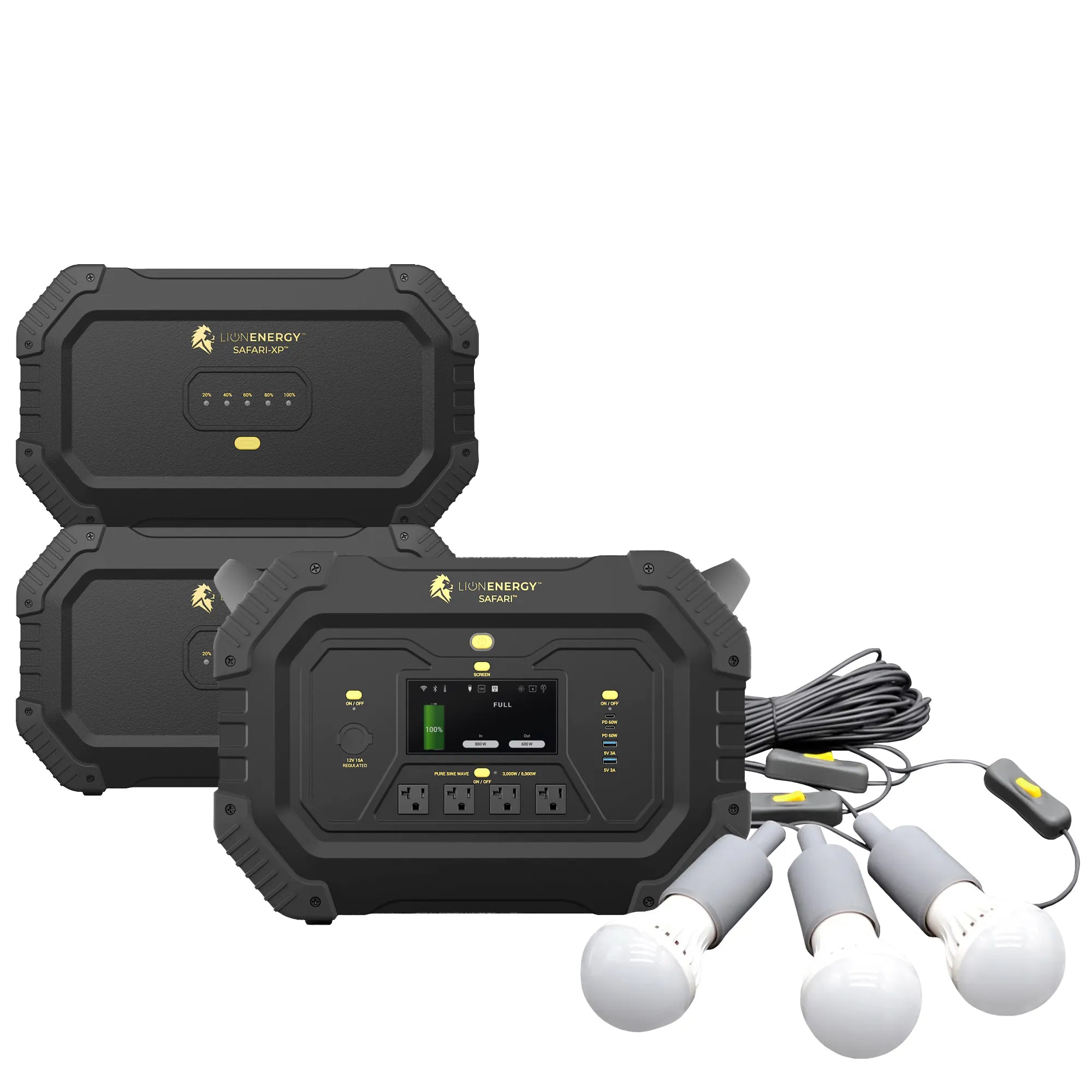 Safari+2 XPs Portable Power Station Bundle - 3000W 6988Wh LiFePO4 Battery for Camping, RV, Emergency Backup & Off-Grid Power Supply