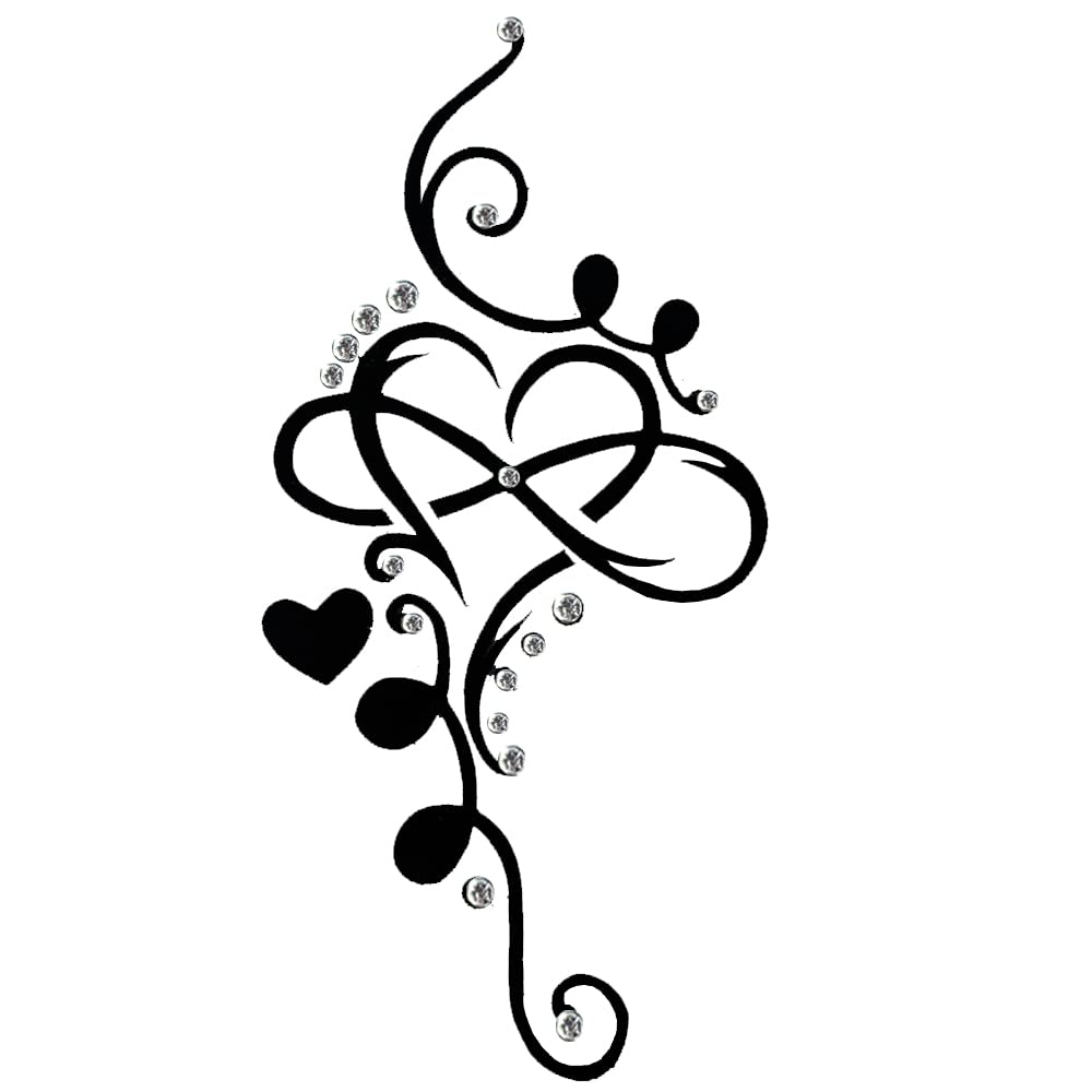 Comet Busters Cute Temporary Body Tattoo Heart Sticker with Silver Stones - Waterproof Fake Tattoos for Women, Girls, Teens - Perfect for Parties, Festivals, Beach & Summer Fun (BT093)