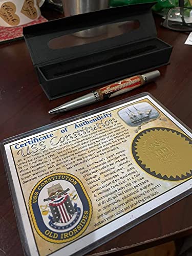 Authentic USS Constitution Sail & Wood Ship Pen with Certificate of Authenticity - Perfect for History Buffs, Collectors & Unique Gifts