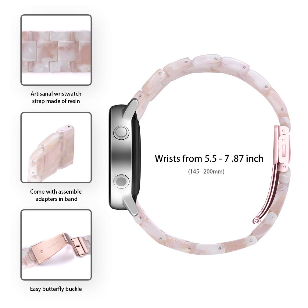Premium 20mm Resin Watch Band for Samsung Galaxy Watch4 (40mm/44mm), Watch4 Classic (42mm/46mm) & Watch3 (41mm) - Durable Stainless Steel Buckle Strap Bracelet for Workout, Running & Everyday Wear