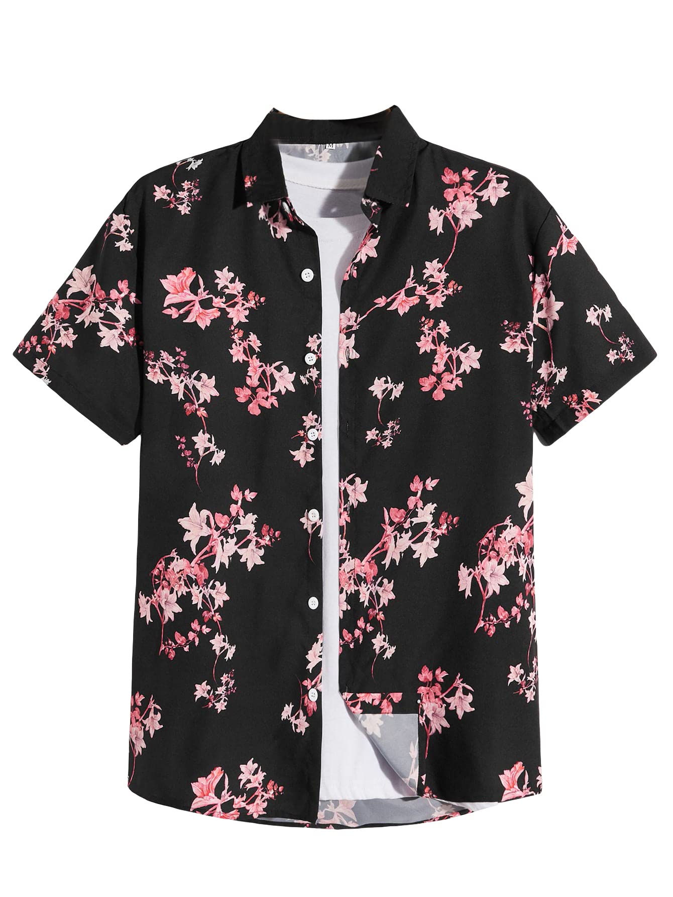 Floerns Men's Hawaiian Shirt - Short Sleeve Casual Button Down Shirt with Tropical Print for Summer Beach Vacation & Party Wear