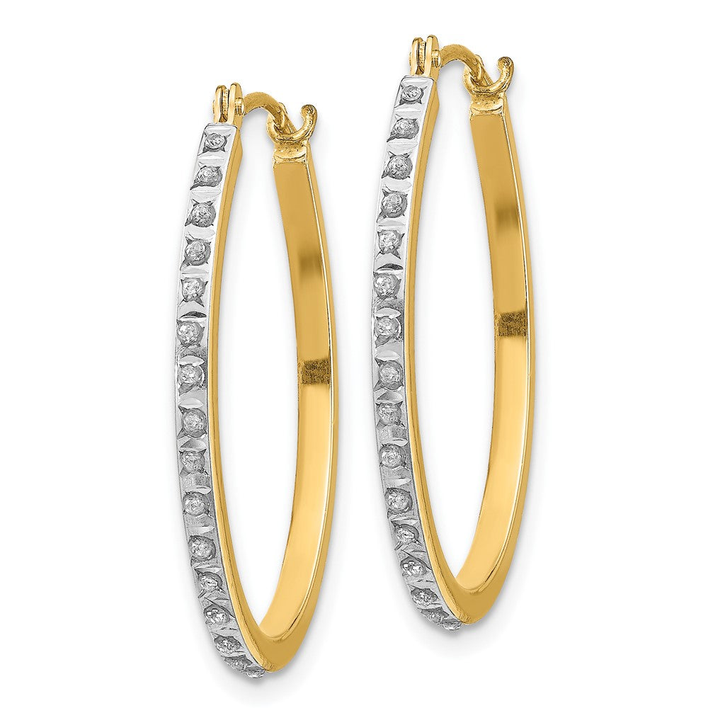 Gold Diamond Oval Hinged Hoop Earrings DF124 - Elegant Dangle Earrings for Women, Perfect for Parties, Weddings & Special Occasions