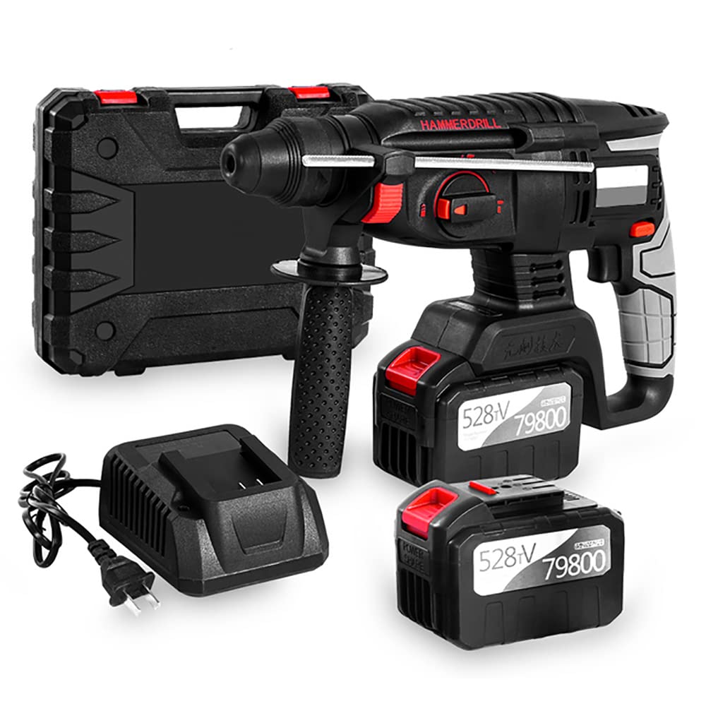 ZLH 20V Cordless Rotary Hammer Drill - Brushless Impact Drill with 2 Batteries & Charger, SDS Plus Concrete/Masonry Rotary Hammer Power Tool with Carrying Case - Ideal for Home Renovation, Concrete Drilling & Construction Projects