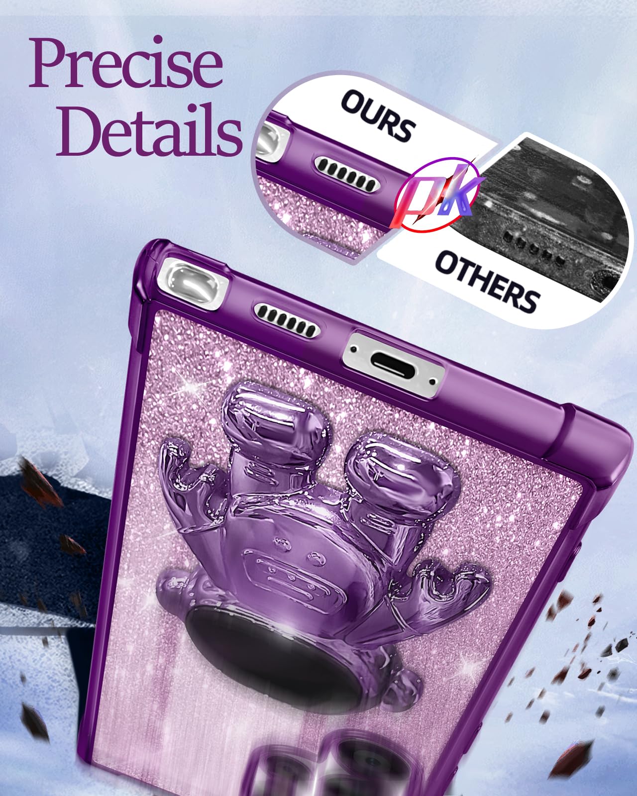 Cute Astronaut Glitter Phone Case for Samsung Galaxy S24 Ultra 6.8