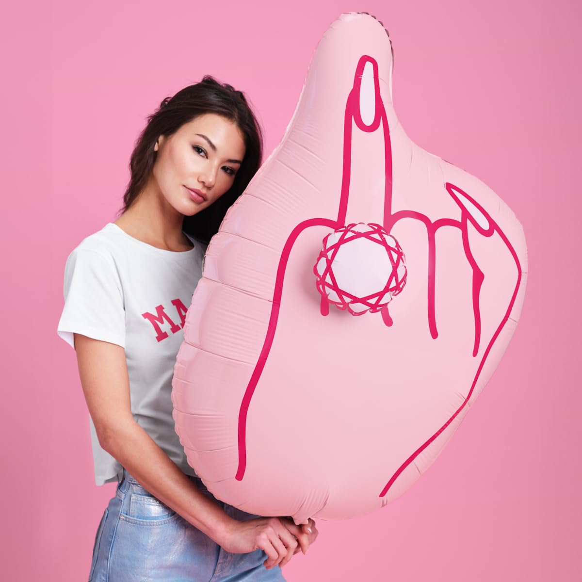 3D Ring Finger Balloon - 40 Inch XL Fetti Bachelorette Party Decorations | Bride to Be, Engagement Party Supplies, Bridesmaid Favors, Wedding Photo Booth Props | Perfect for Bachelorette Parties, Bridal Showers & Wedding Receptions
