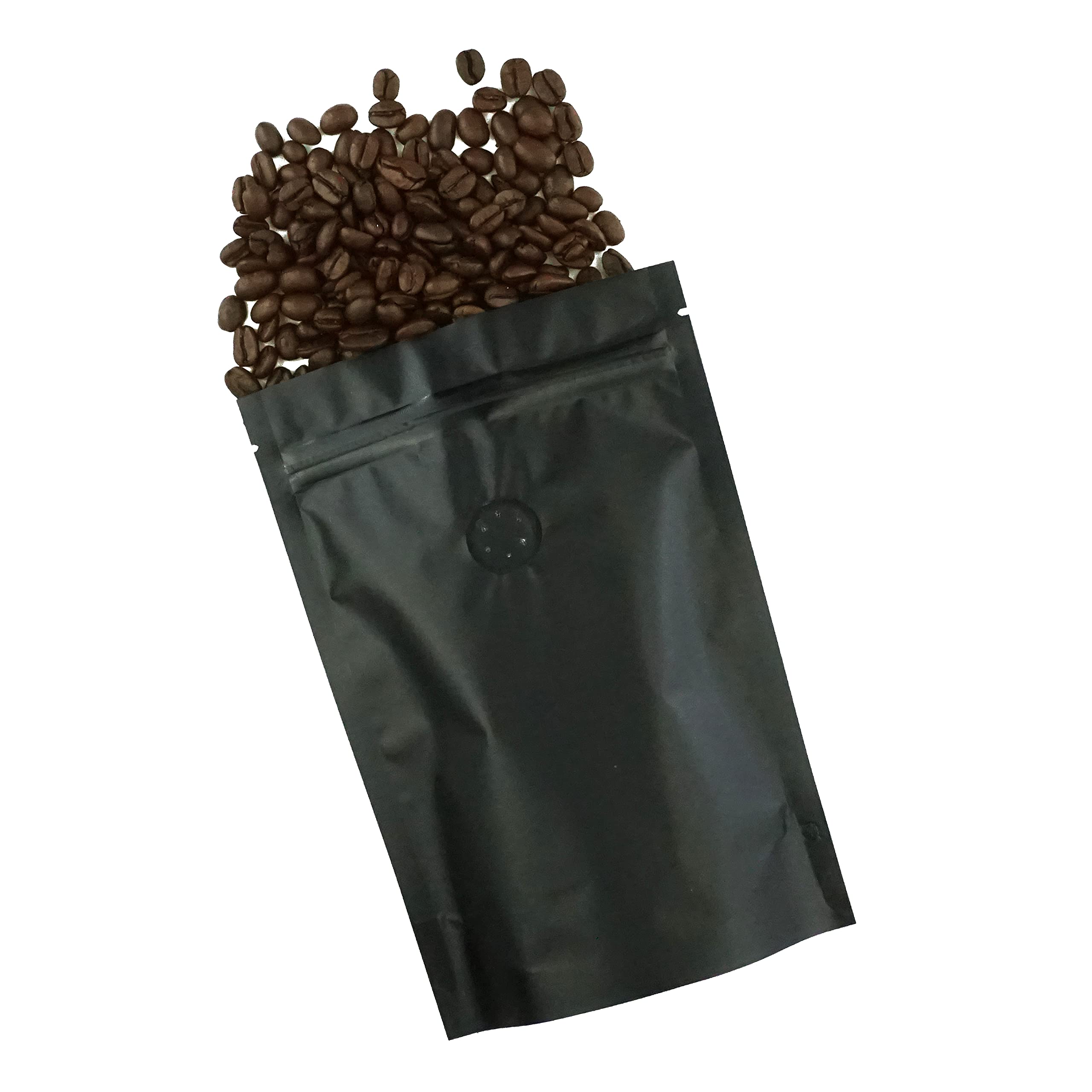Premium Foil Coffee Bags with Zipper & Degassing Valve - Airtight Storage for Whole Bean & Ground Coffee (4oz, Pack of 50, Black) - Perfect for Home Roasting, Coffee Shops & Gifting Fresh Coffee Beans