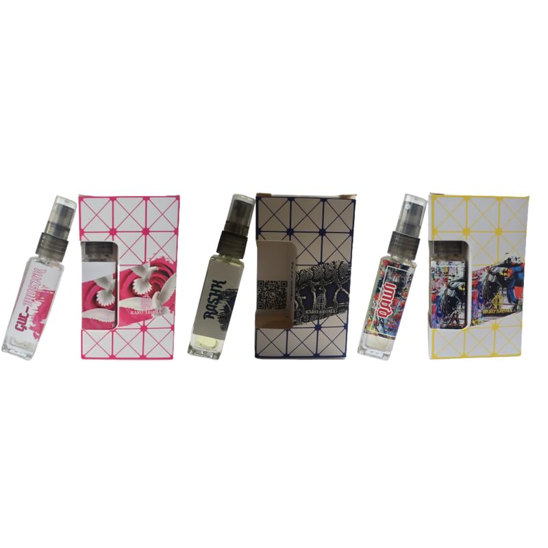 Luxury Unisex Eau De Parfum Gift Set - 3 x 8ml Pocket Perfume Bottles | Premium Long Lasting Fragrance | Designer Inspired Scent by Raro Aroma | Perfect for Travel, Daily Wear & Gifting | Gul-Mushk-Qawi-Rashk Collection