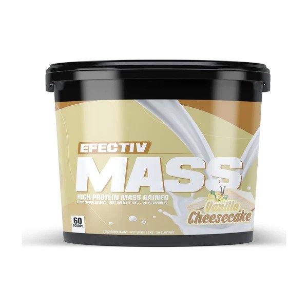 Efectiv Nutrition Mass Vanilla Cheesecake Protein Powder - 5000g for Muscle Gain, Weight Gain & Post-Workout Recovery - Ideal for Bodybuilders & Athletes