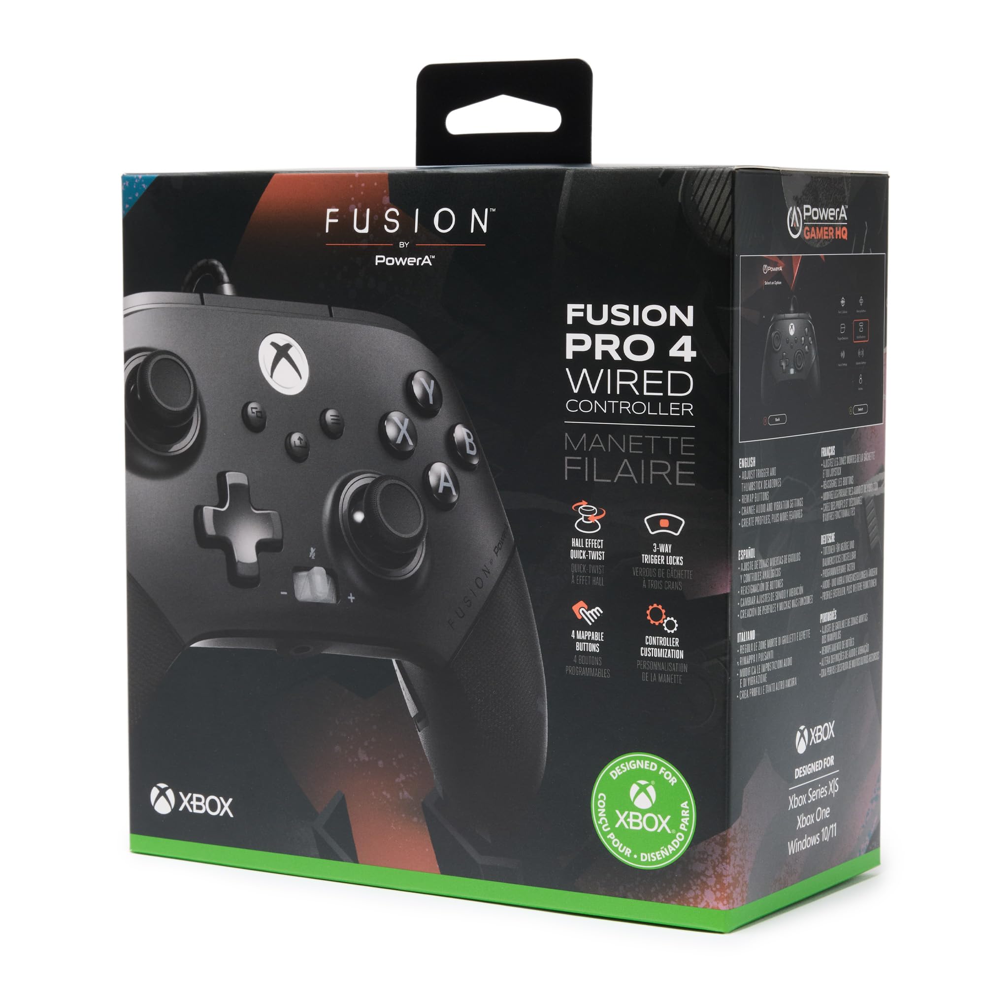 PowerA FUSION Pro 4 Wired Gaming Controller for Xbox Series X|S & Xbox One - Officially Licensed Gamepad with Customizable Buttons for PC Windows 10/11 - Perfect for Competitive Gaming, FPS & Racing Games