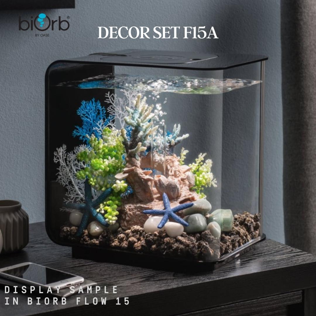 biOrb Decoration Set F15A for FLOW 15 Aquarium - Premium Artificial Plants & Ornaments for Small Fish Tanks - Perfect for Betta Fish, Shrimp & Nano Aquascaping