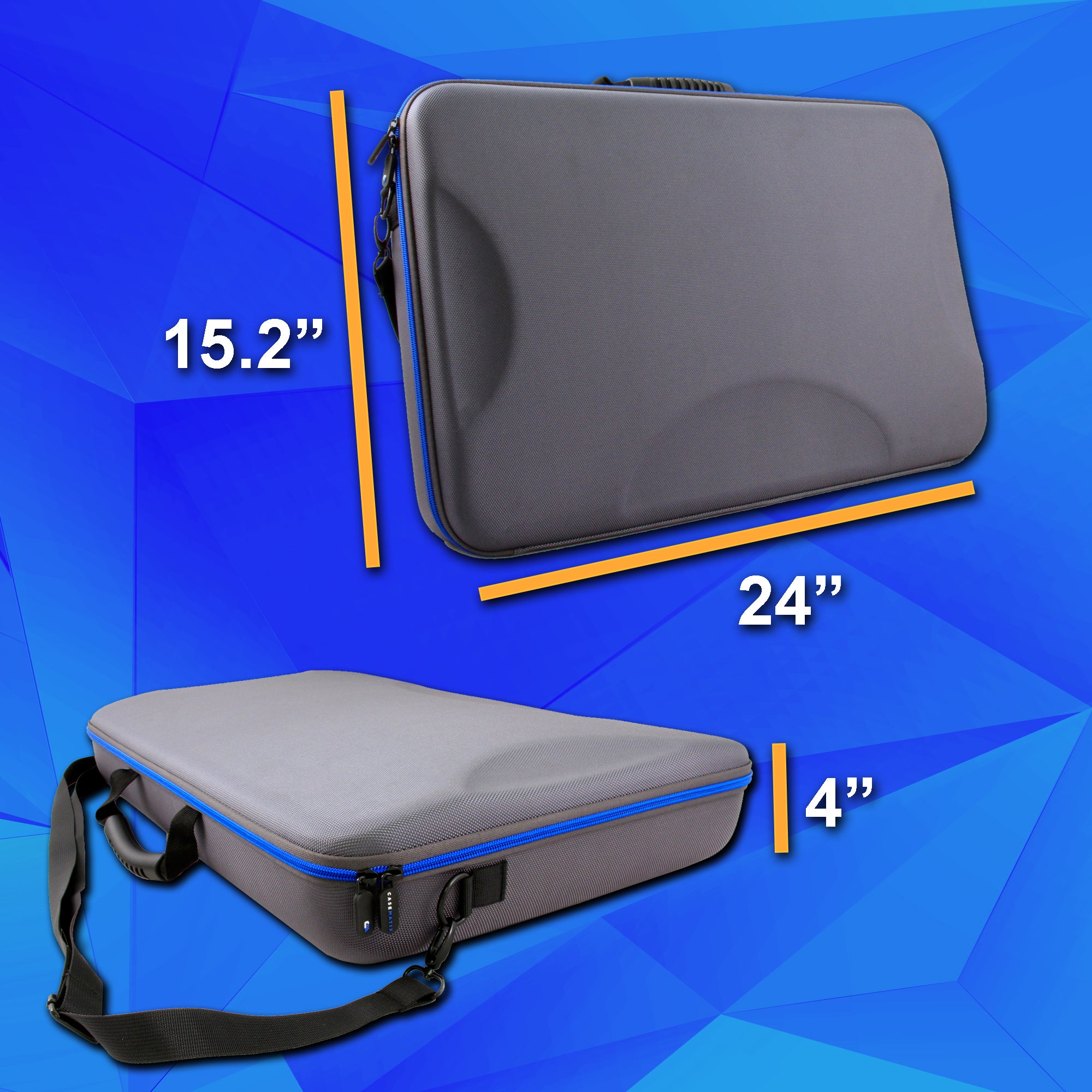 CASEMATIX 24 Hard Shell EVA Travel Case with Shoulder Strap & Protective Foam Interior - Fits Accessories up to 22.5