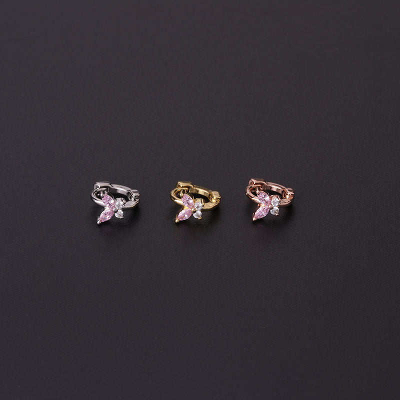 18K Rose Gold Butterfly Small Huggie Hoop Earrings for Women | Dainty & Elegant Jewelry Gift for Her | Perfect for Everyday Wear, Date Nights & Special Occasions