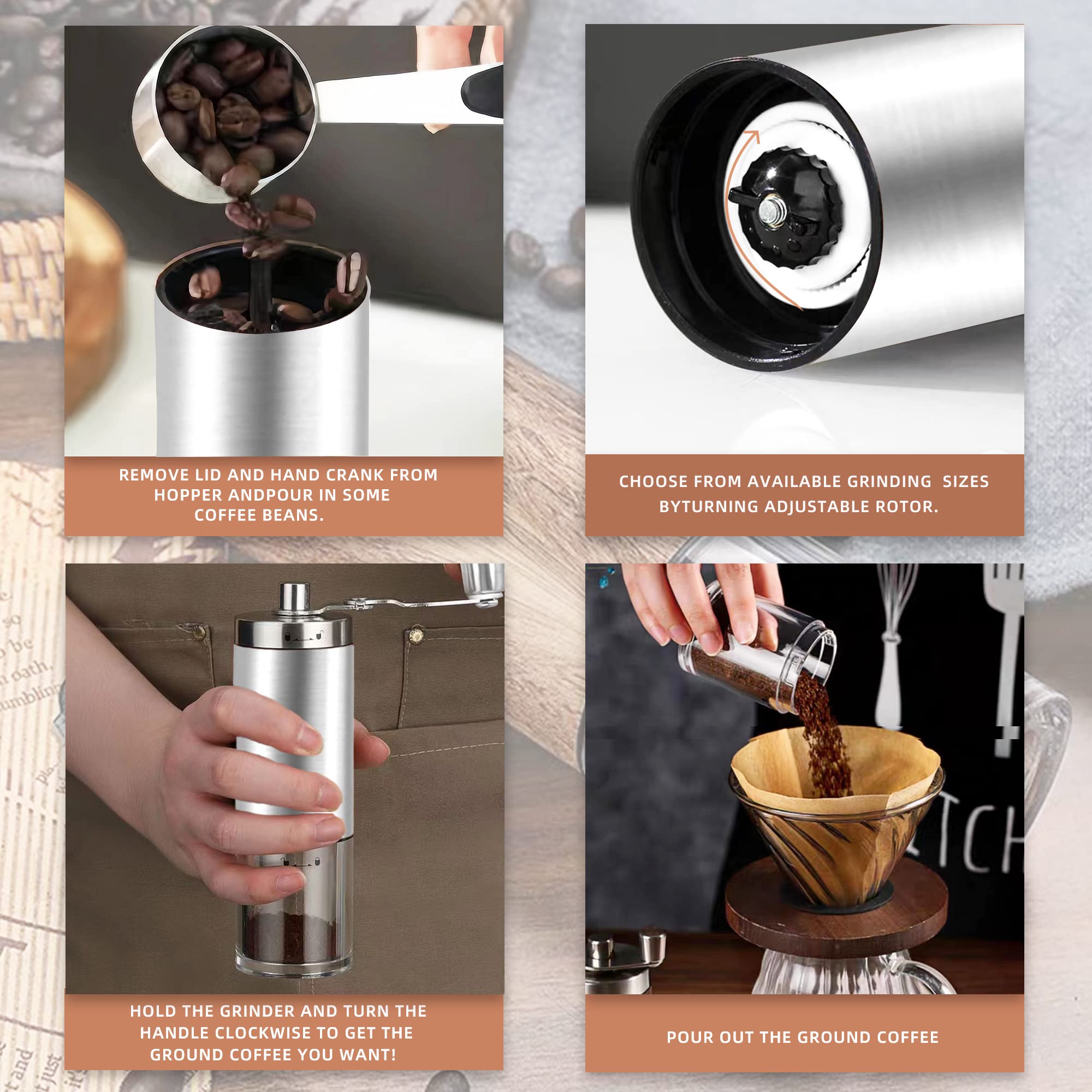 Portable Manual Coffee Grinder - Adjustable Ceramic Burr for Home & Camping