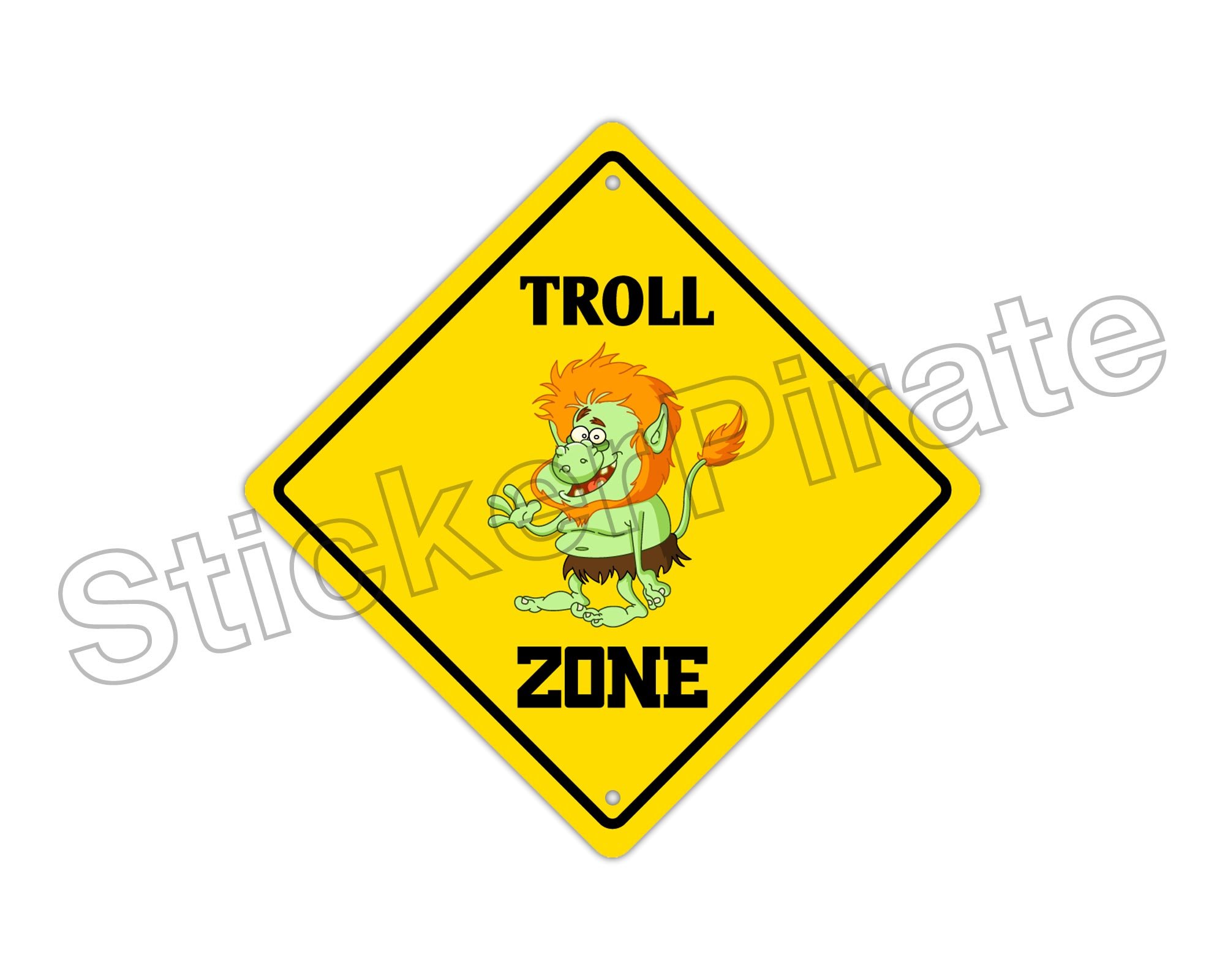 Funny Troll Zone Novelty Metal Sign - Aluminum Wall Decor for Man Cave, Bar, Garage & Office - StickerPirate