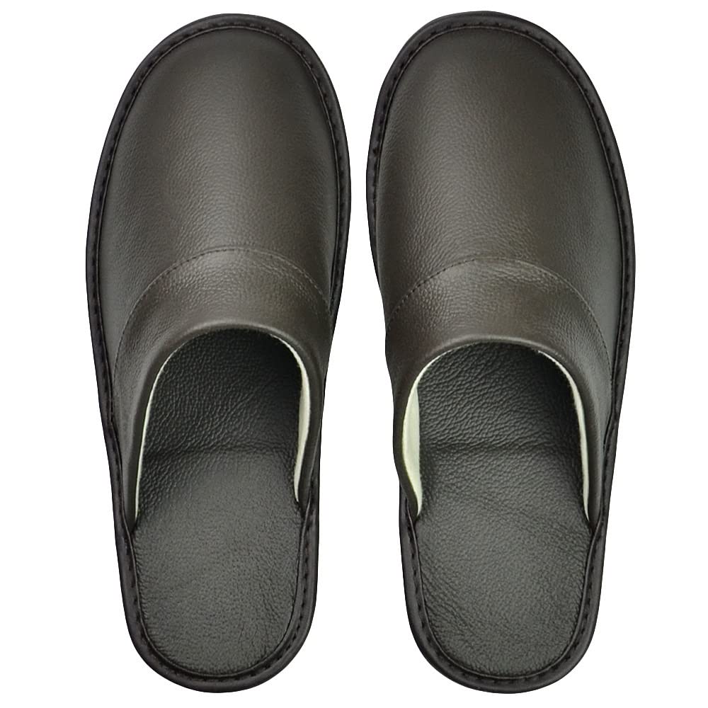 Premium Genuine Cowhide Slippers for Men & Women - Ultra Soft Indoor House Slippers with Non-Slip Sole - Cozy Winter Home Footwear for Couples (Size 46/47, Color D) - Perfect for Lounging, Relaxing & Keeping Feet Warm