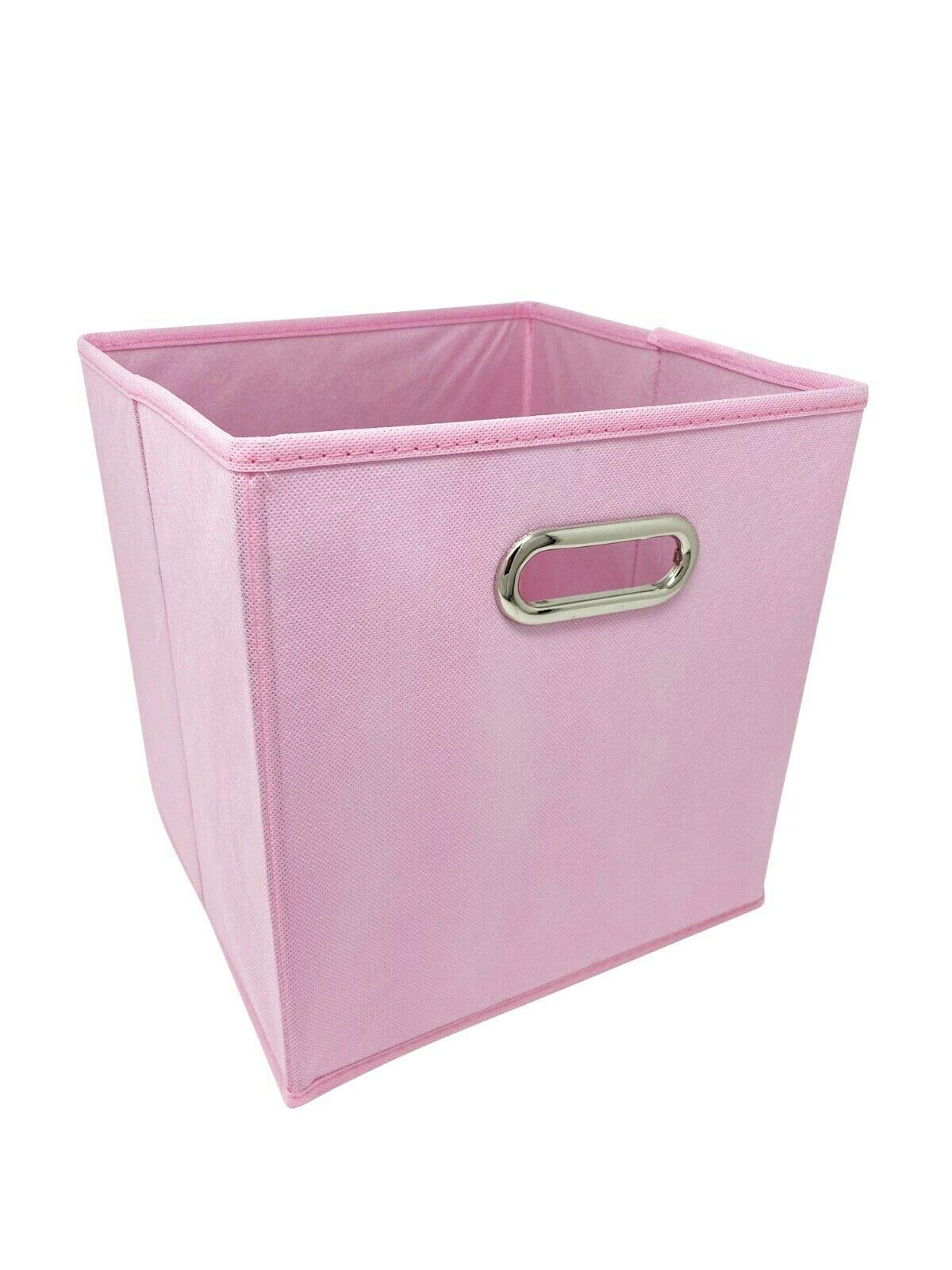 6-Pack Pink Fabric Storage Bins with Metal Handles - 10.5