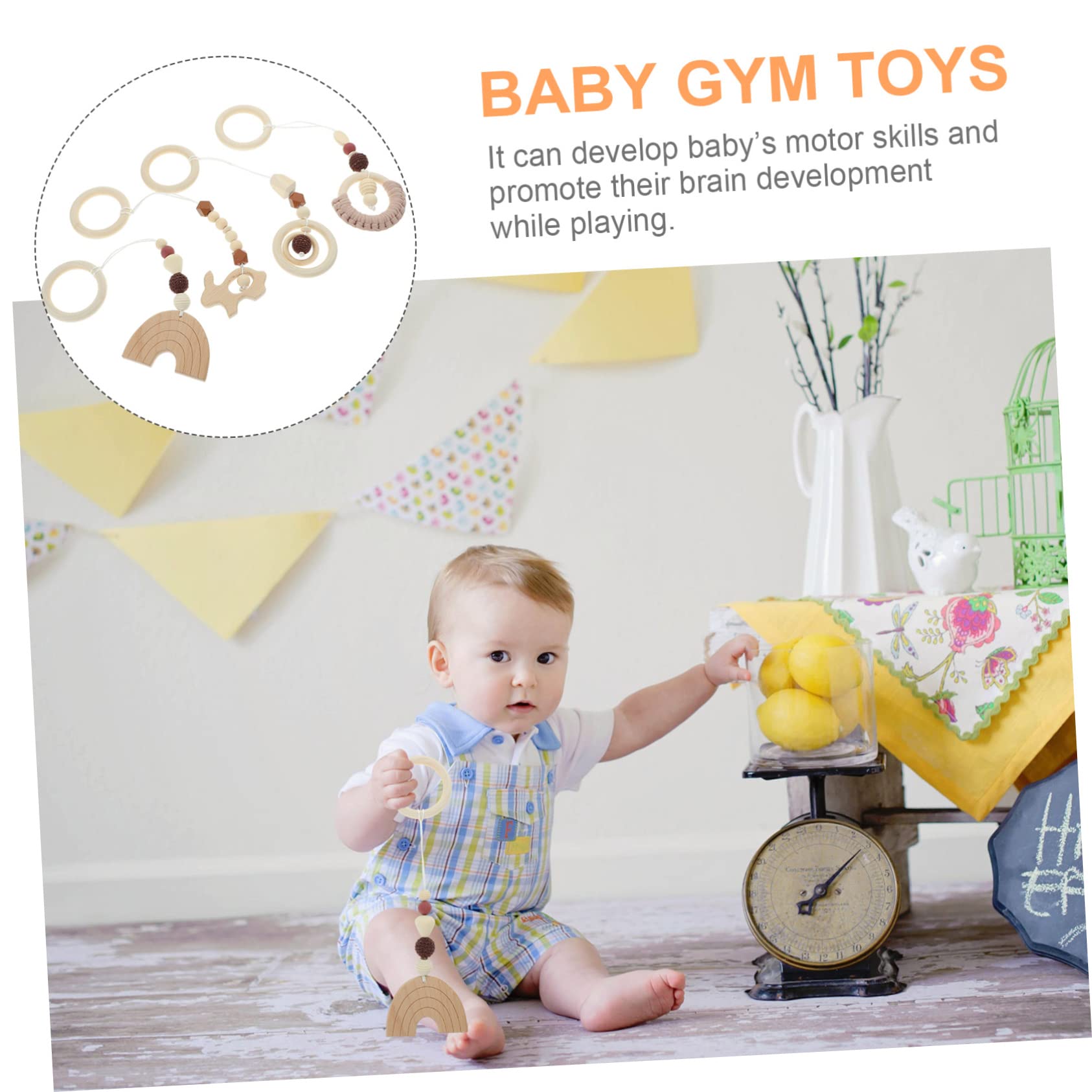 Wakauto 12-Piece Baby Gym Toy Set - Hanging Rattles, Teethers & Plush Toys for Infant Play Gym & Wooden Activity Center | Perfect for Tummy Time & Early Development
