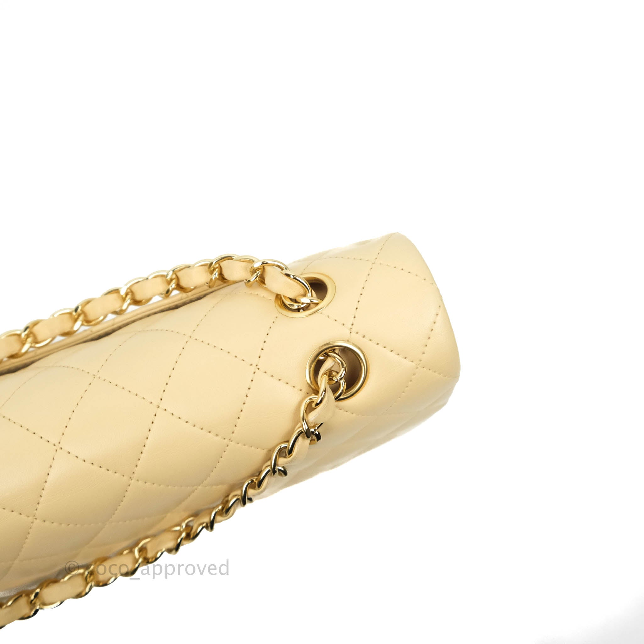 Chanel Classic Medium Double Flap Bag in Beige Lambskin Leather with Gold Hardware - Luxury Designer Handbag for Women, Perfect for Work, Date Night & Special Occasions
