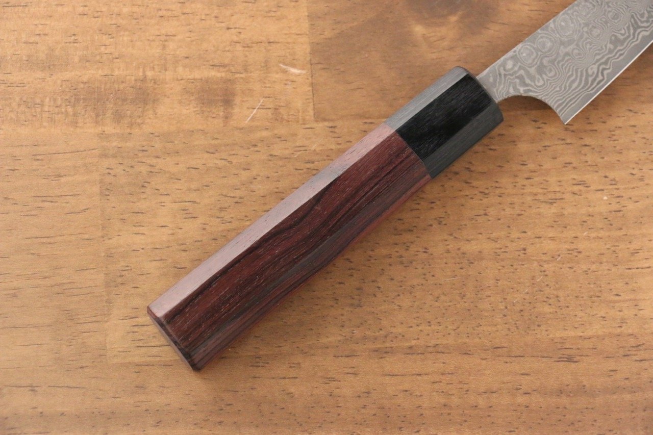 Masakage Kumo VG10 Damascus Petty Utility Knife 75mm - Japanese Shitan Handle - Perfect for Slicing Fruits, Vegetables & Boneless Meat - Ideal for Home Chefs & Professional Kitchens