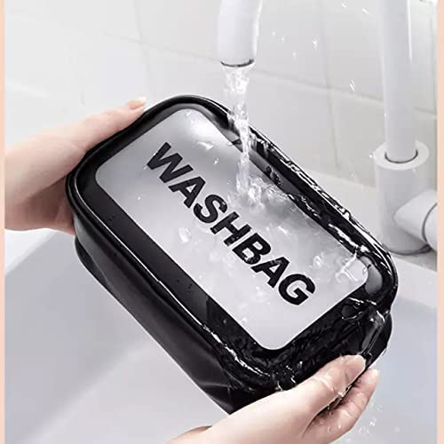 MWSLY Clear Waterproof Travel Toiletry Bag - Large PU Zippered Cosmetic Organizer for Women & Kids - Perfect for Airplane Carry-On, Gym, Beach & Vacation (Multi Color, Small)