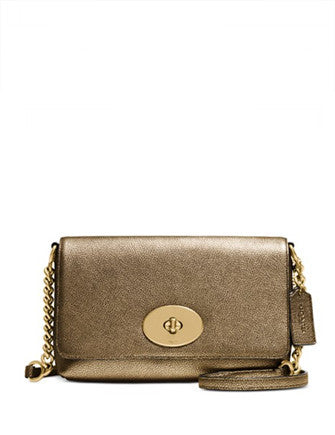 Coach Crosstown Crossbody Bag in Metallic Pebble Leather - Stylish & Compact Purse for Women | Perfect for Everyday Use, Travel & Night Out