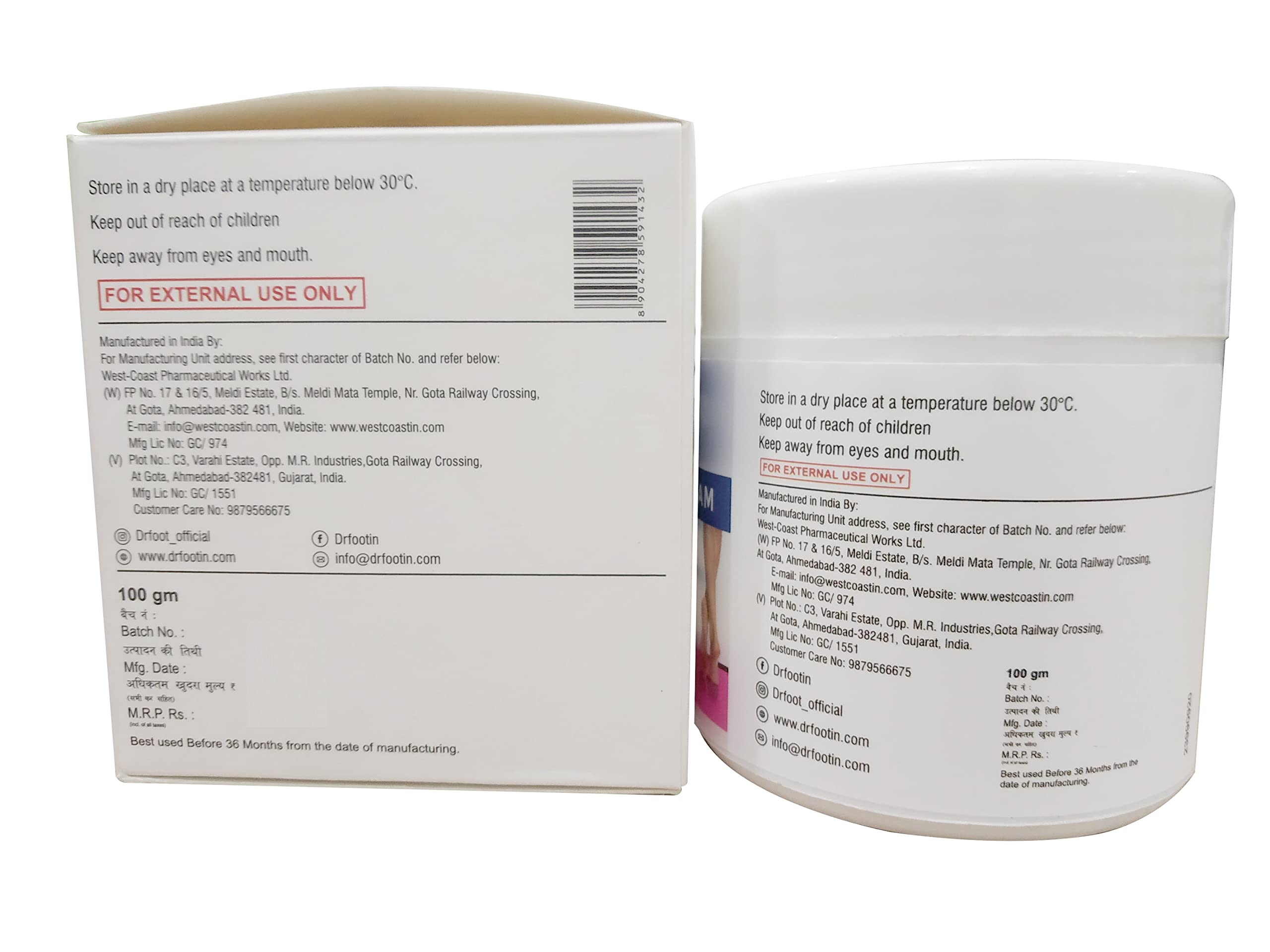 Dr Foot Cracked Heel Repair Cream - Moisturizing Foot Care for Dry, Cracked Feet with Lemongrass, Tea Tree & Vitamin E Oil (100g) - Perfect for Daily Foot Care, Pedicures & Healing Rough Heels