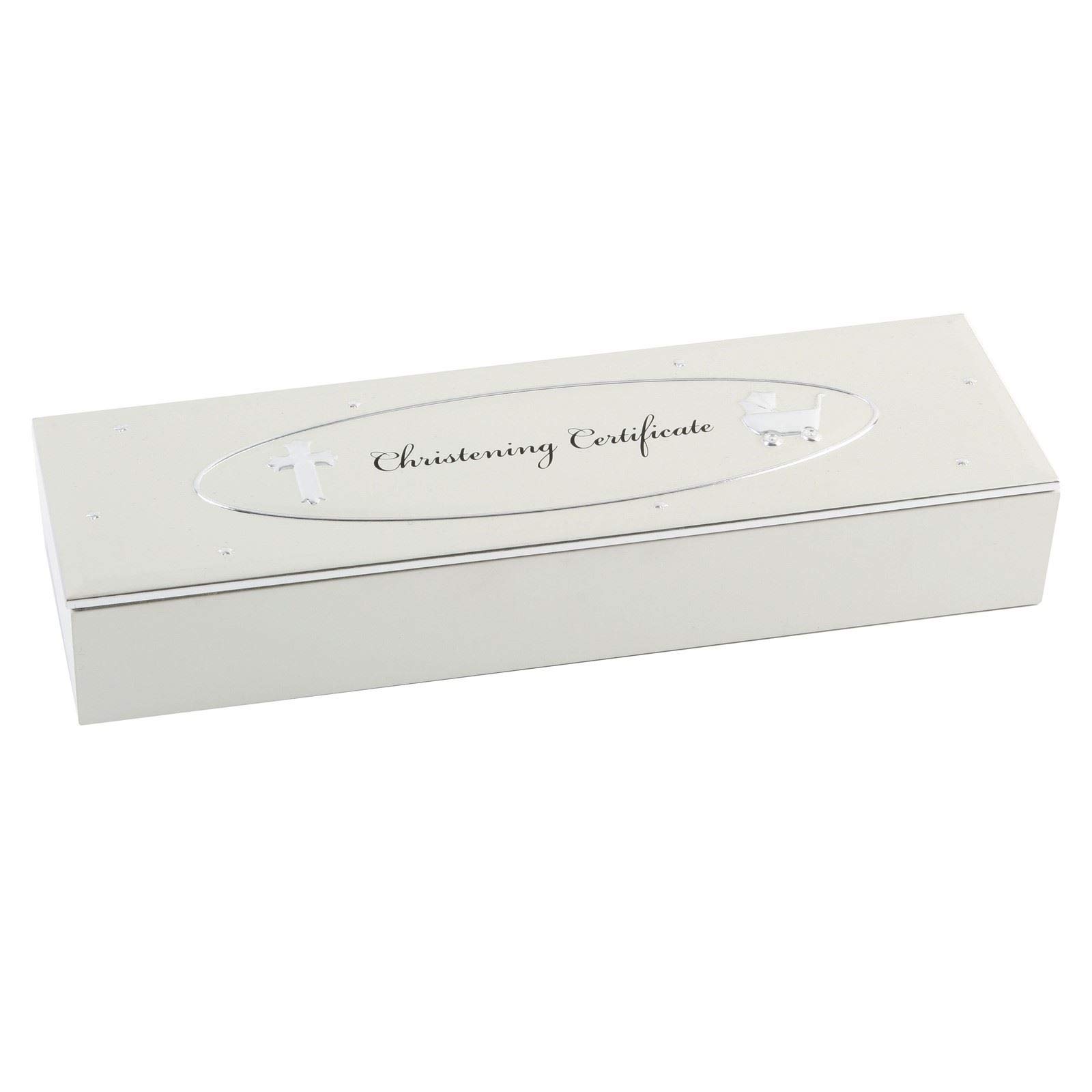 Baby Christening Gift - Velvet Lined Certificate Holder Box for Christening, Baptism & First Communion - Perfect for Preserving Keepsake Documents & Memories