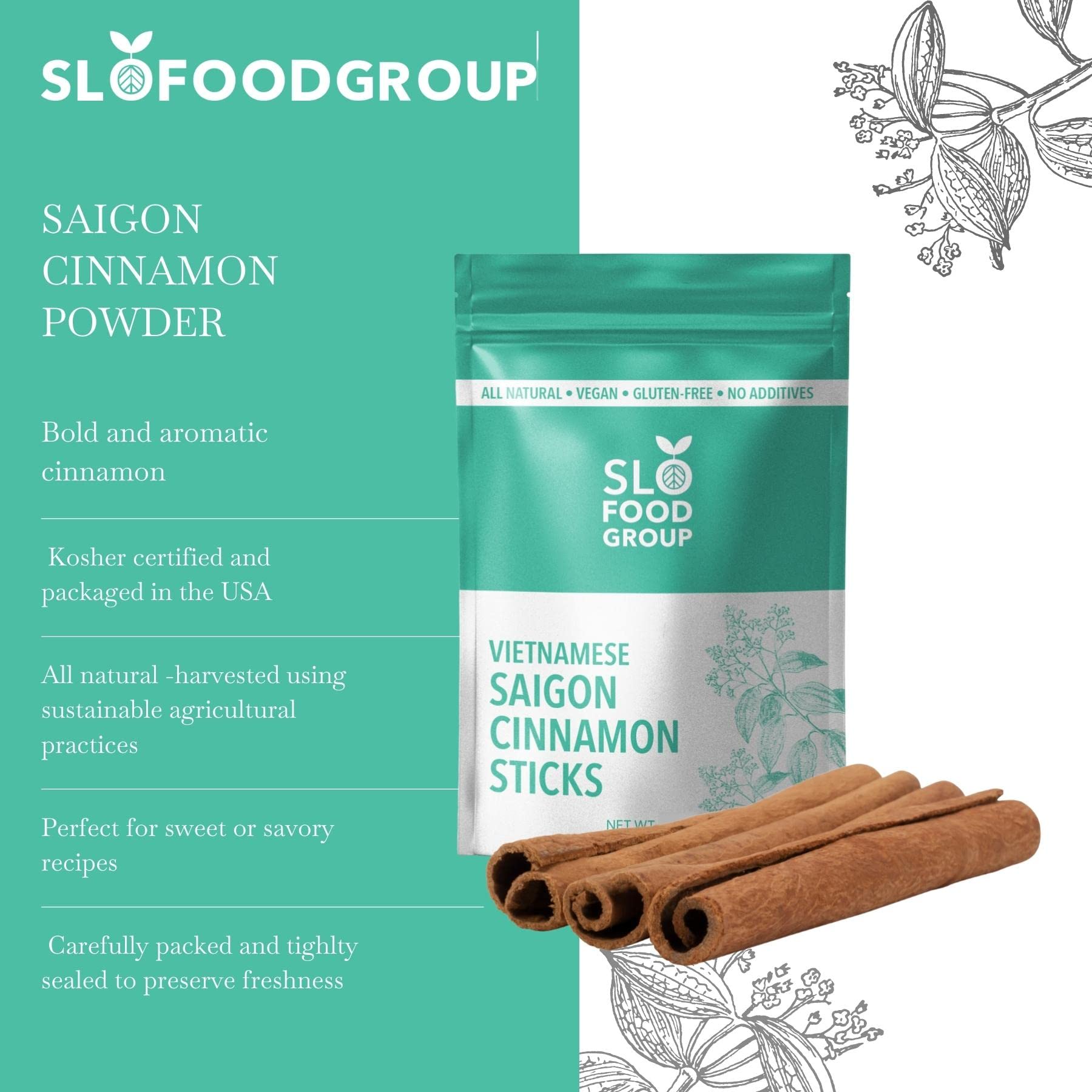 Premium Saigon Cinnamon Sticks from Vietnam - 2oz | Organic Cinnamon Quills for Baking, Cooking & Tea | Perfect for Apple Pie, Chai Latte & Holiday Recipes