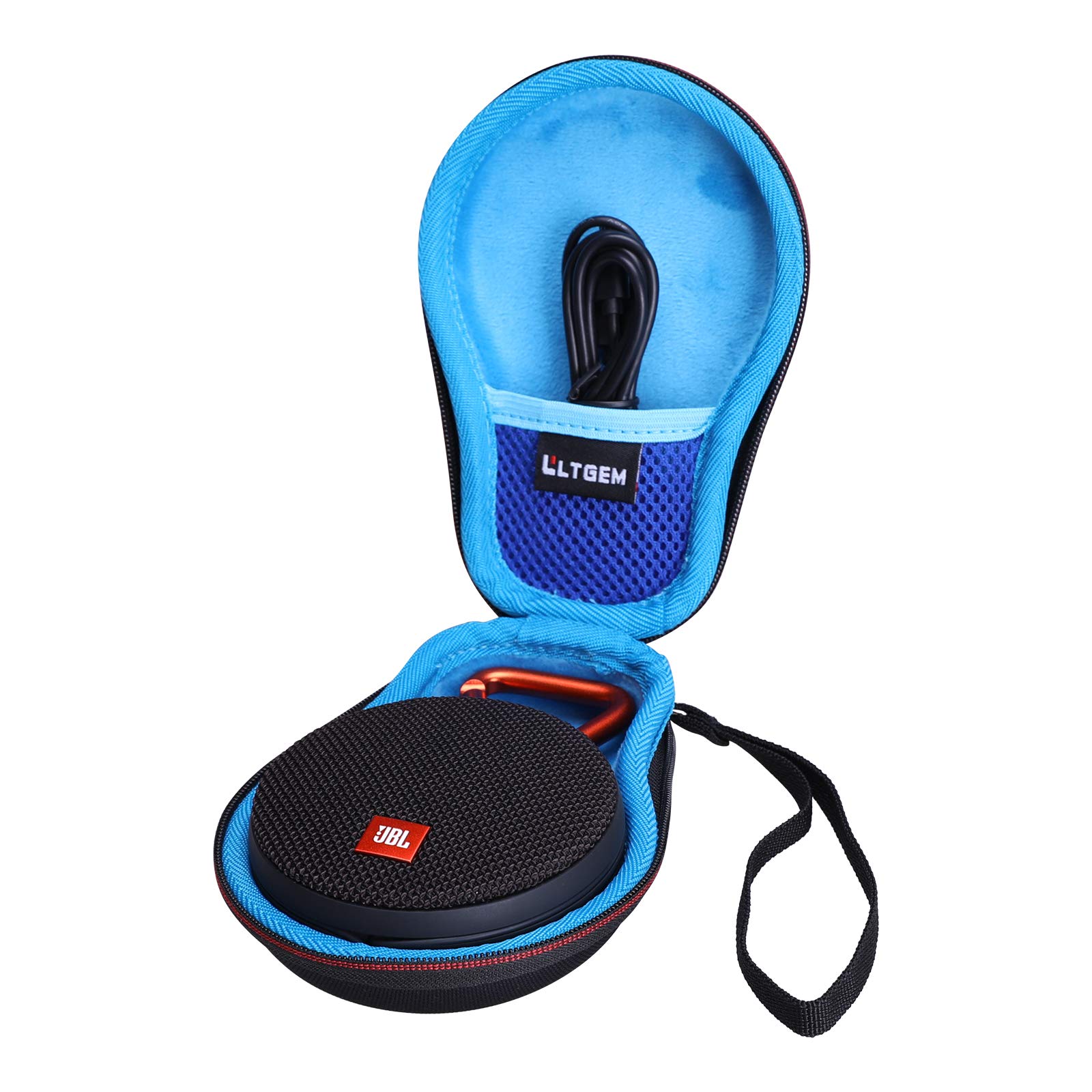 LTGEM EVA Hard Travel Case for JBL Clip 2/3 Bluetooth Speaker - Waterproof Protective Cover with USB Cable & Charger Storage - Perfect for Outdoor Adventures, Beach Trips and Travel (Blue)