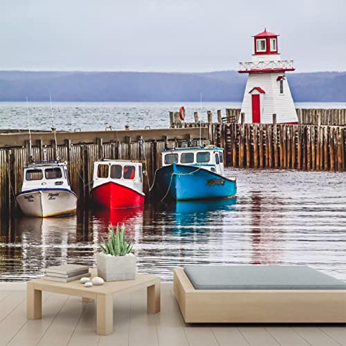 3D Empty Boats Peel and Stick Wallpaper - Self-Adhesive PVC Wall Mural for Bedroom & Study Room Decor - 78