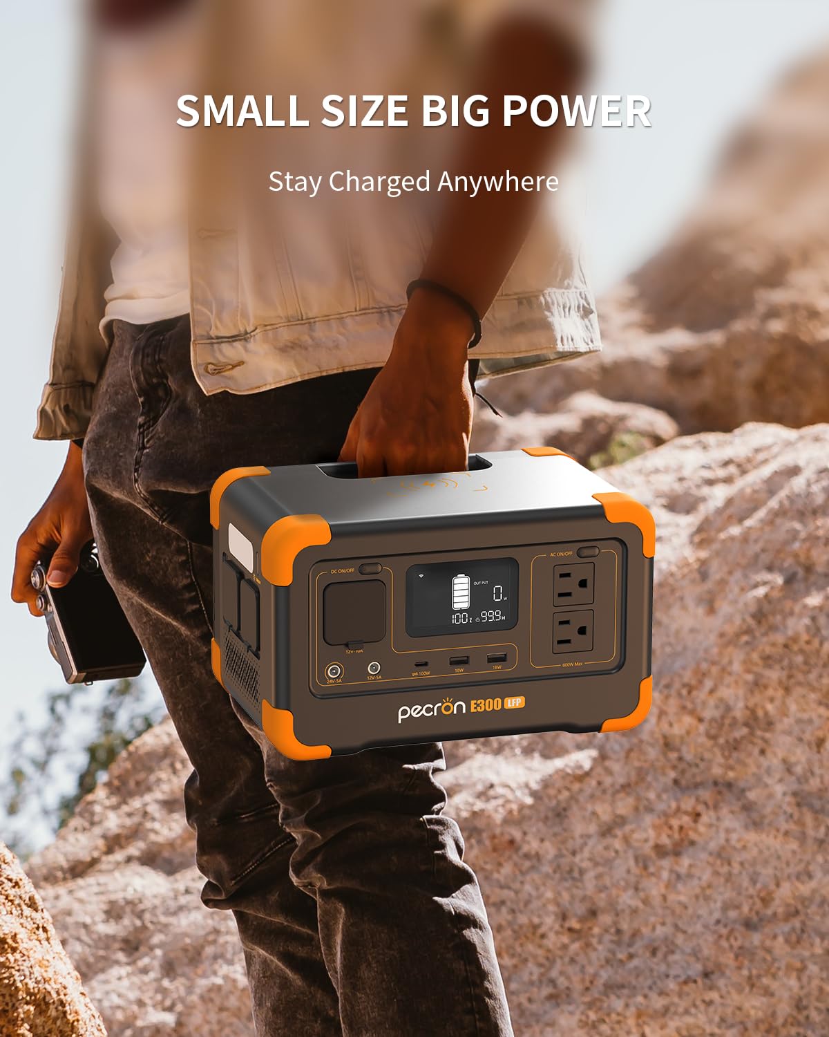 Pecron E300LFP 288Wh Portable Power Station with LiFePO4 Battery - 600W Solar Generator for Camping, RV, Home Backup & Outdoor Adventures - Fast Charging with 2 AC Outlets (Solar Panel Compatible)