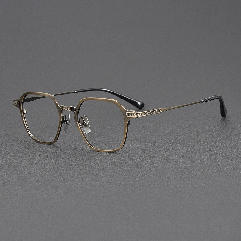 Black Unisex Full Rim Flat Top Square Titanium Eyeglasses Frame 63425 - Lightweight Durable Glasses for Work, Reading & Fashion