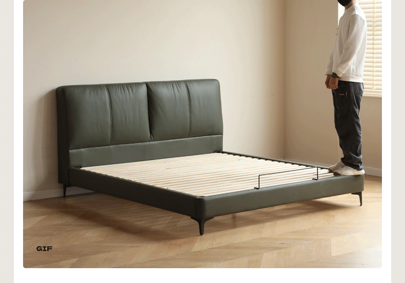 Genuine Leather Soft Bed - Modern Simple Design for Bedroom & Living Room | Comfortable Sofa Bed for Small Spaces & Guest Rooms
