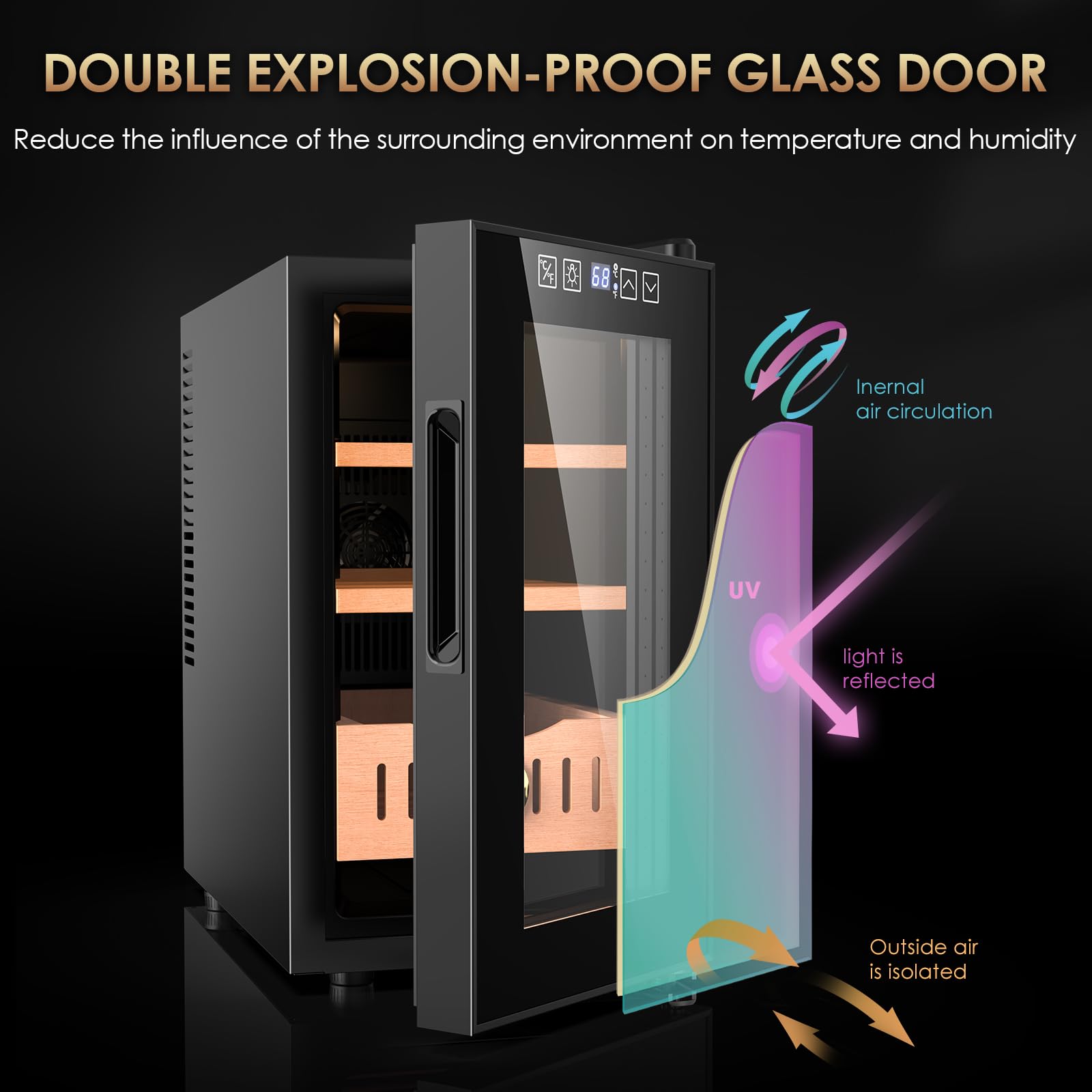 Premium Electric Storage Cabinet with Spanish Cedar Drawers & Trays - Digital LED Display - 200-Capacity - Perfect for Men's Gifts & Cigar Storage - Ideal for Home, Office & Luxury Collections