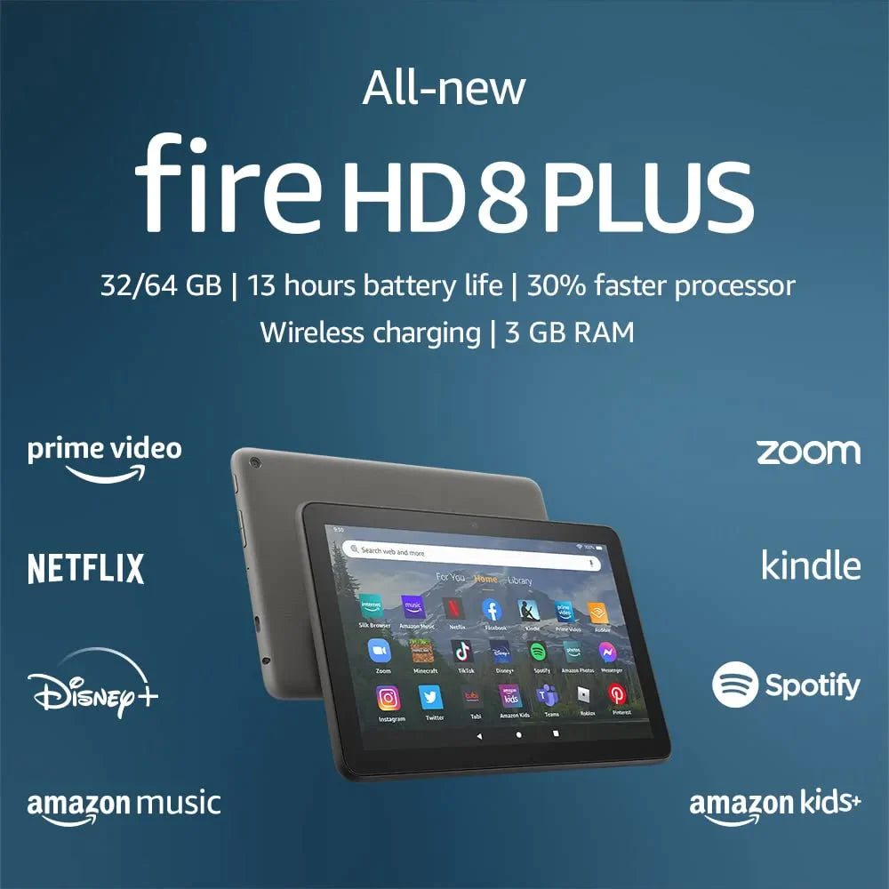 Fire HD 8 Plus Tablet (2022 Model) - 8 Inch HD Display, 32GB Storage, 30% Faster Processor with 3GB RAM - Gray | Perfect for Reading, Streaming & Portable Entertainment