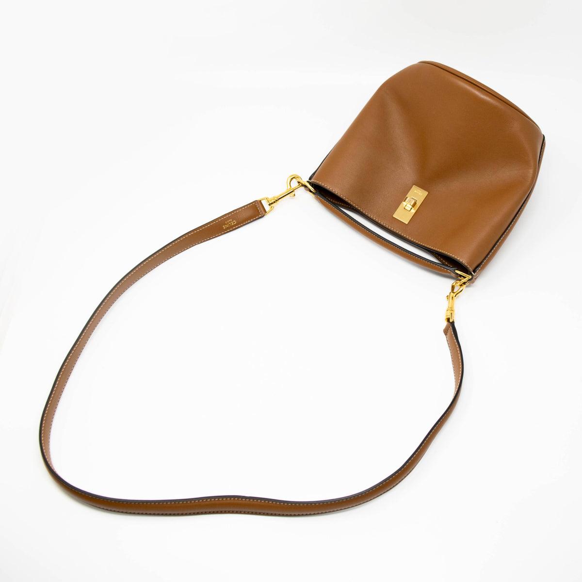Celine Tan Teen Bucket 16 Bag - Genuine Leather Crossbody Shoulder Bag for Women | Perfect for Travel, Shopping & Everyday Use