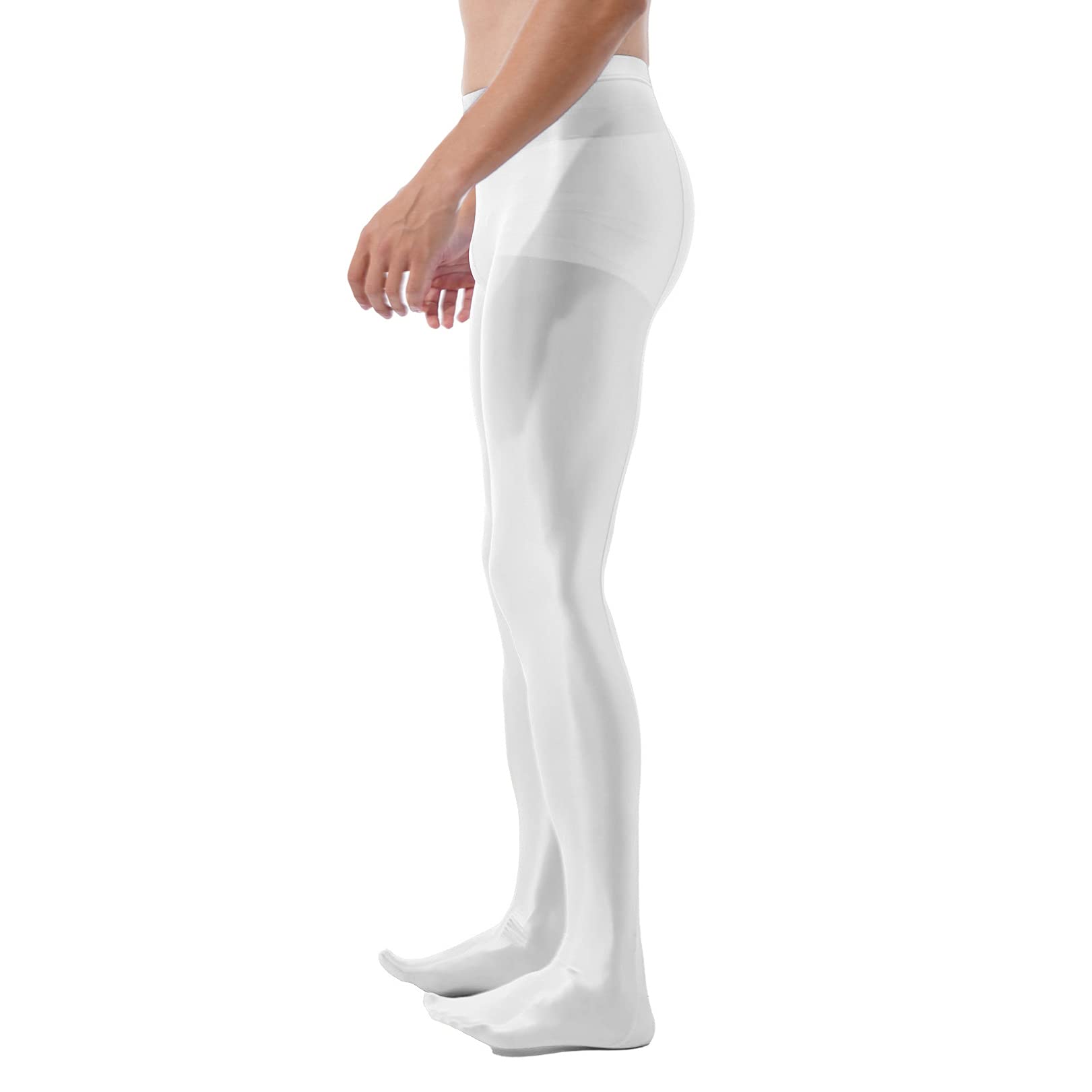 FEESHOW Men's Glossy Bulge Pouch Underwear - High Waist Tights, Pantyhose & Stockings for Crossdressing, Cosplay & Nightwear