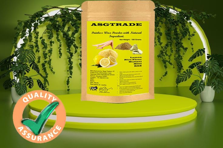 ASGTRADE Lemon 10-Minute Natural Herbal Instant Painless Wax Powder for Men & Women - Bikini, Brazilian & Full Body Hair Removal - 2-Pack Combo | At-Home Hair Removal Solution for Smooth Skin